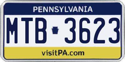 PA license plate MTB3623
