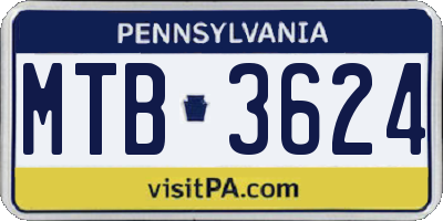PA license plate MTB3624
