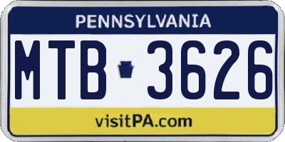 PA license plate MTB3626