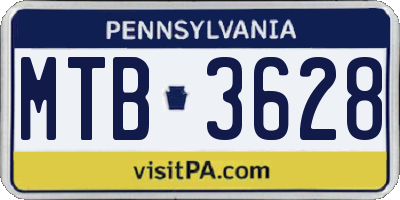 PA license plate MTB3628