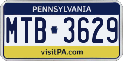 PA license plate MTB3629