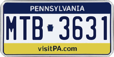 PA license plate MTB3631