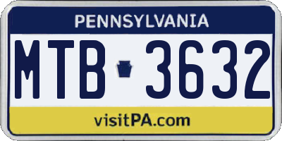 PA license plate MTB3632