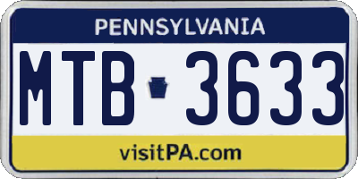 PA license plate MTB3633