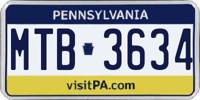 PA license plate MTB3634
