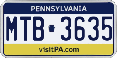 PA license plate MTB3635