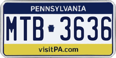 PA license plate MTB3636