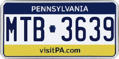 PA license plate MTB3639