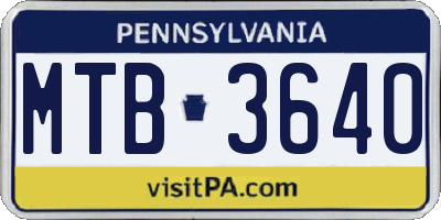 PA license plate MTB3640