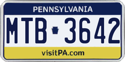 PA license plate MTB3642