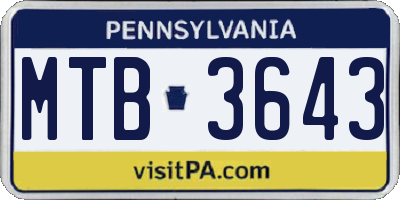 PA license plate MTB3643