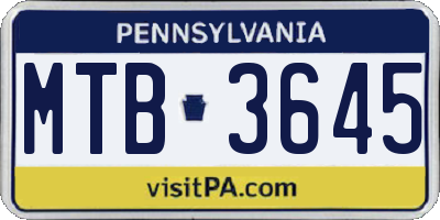 PA license plate MTB3645