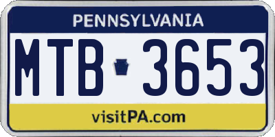 PA license plate MTB3653