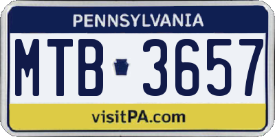 PA license plate MTB3657