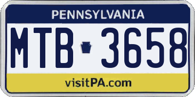 PA license plate MTB3658