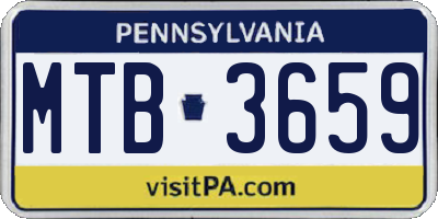 PA license plate MTB3659