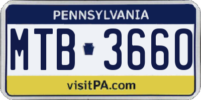 PA license plate MTB3660