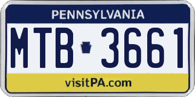 PA license plate MTB3661