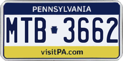 PA license plate MTB3662