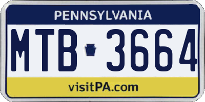 PA license plate MTB3664