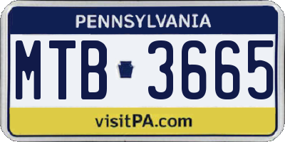 PA license plate MTB3665