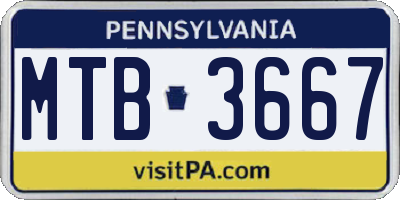 PA license plate MTB3667