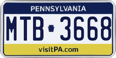 PA license plate MTB3668