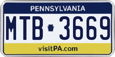 PA license plate MTB3669