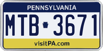 PA license plate MTB3671