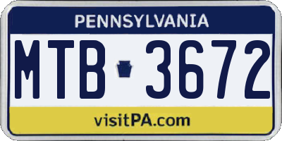 PA license plate MTB3672