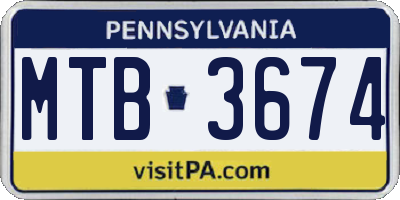 PA license plate MTB3674