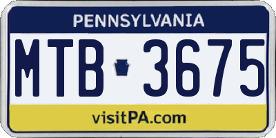 PA license plate MTB3675