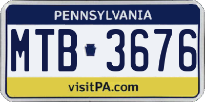 PA license plate MTB3676