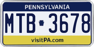 PA license plate MTB3678