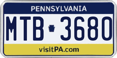 PA license plate MTB3680