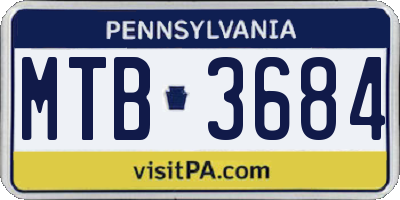 PA license plate MTB3684