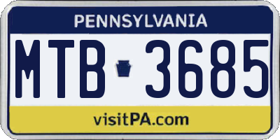 PA license plate MTB3685