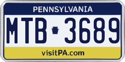 PA license plate MTB3689