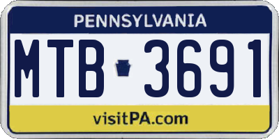 PA license plate MTB3691