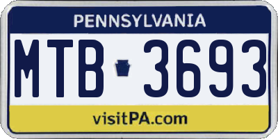 PA license plate MTB3693