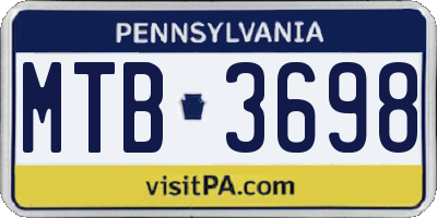 PA license plate MTB3698