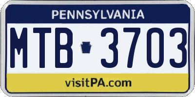 PA license plate MTB3703