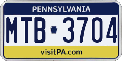 PA license plate MTB3704
