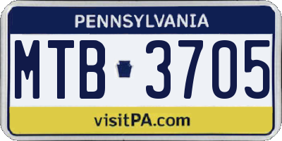 PA license plate MTB3705