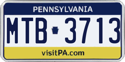 PA license plate MTB3713