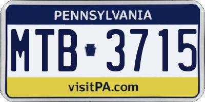 PA license plate MTB3715