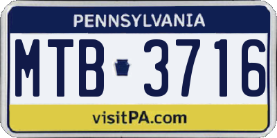 PA license plate MTB3716