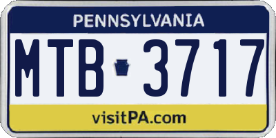 PA license plate MTB3717