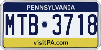 PA license plate MTB3718