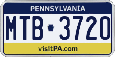 PA license plate MTB3720